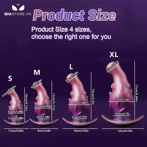 SMT3816 - Đồ chơi hậu môn anal huge có gai mềm đế cong và 4 size