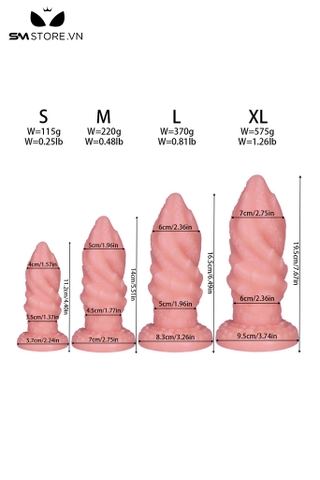 SMT3846 - Đồ chơi hậu môn anal huge xoắn ốc đế gắn tường có 4 size