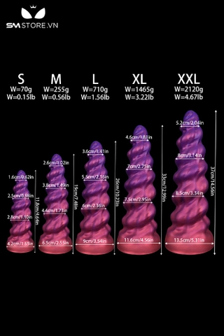 SMT3859 - Long anal xoắn ốc silicon đàn hồi đế dính tường và 5 size