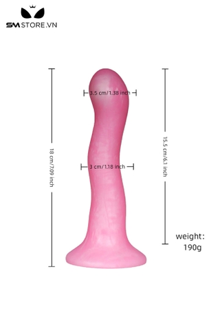 SMT3915 - Dương vật giả gắn tường silicon mềm dáng cong dài 18cm