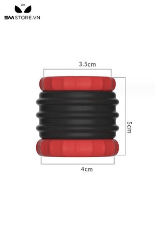 SMT3949 - Vòng đeo dương vật silicon phối 2 màu đen đỏ đường kính 4cm