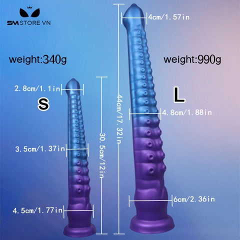 SMT4002 - Long anal silicon có xúc tu bạch tuộc đế dính tường và 2 size