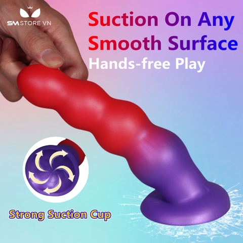 SMT4035 - Anal bead phối màu đế dính tường dài 16cm silicon co giãn