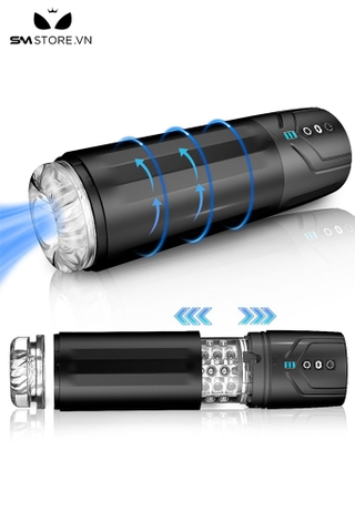 SMT4070 - Cốc thủ dâm rung thụt xoay sạc USB bằng silicon dài 248mm