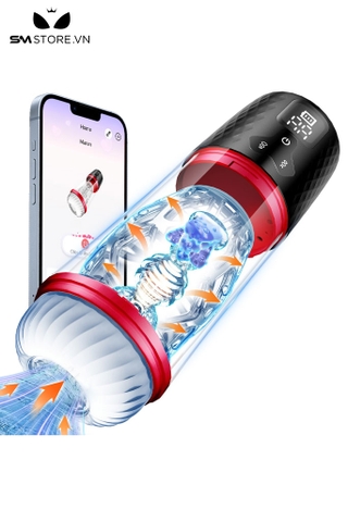 SMT4072 - Cốc thủ dâm rung thụt xoay điều khiển qua APP sạc điện silicon