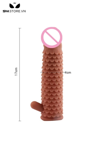 SMT4141 - Bao cao su đôn có nhánh phụ hình vảy cá dài 17cm silicon
