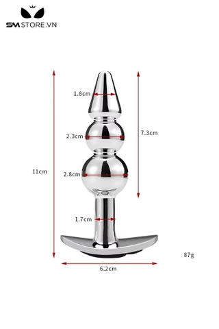 SMT4231 - Máy rung hậu môn inox với chuỗi hạt sạc điện điều khiển từ xa
