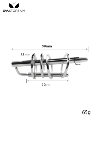 SMT4233 - Đồ chơi niệu đạo inox rỗng có móc nối 4 vòng dài 98mm