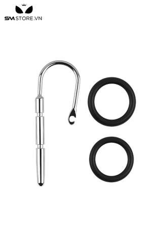 SMT4234 - Đồ chơi kích thích niệu đạo inox cho nam có móc nối với 2 vòng
