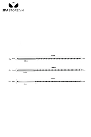 SMT4237 - Sounding niệu đạo inox không gỉ với chuỗi bi liền dài 240mm