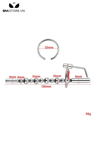 SMT4239 - Sounding inox thông lỗ tiểu với chuỗi hạt bi nhỏ có móc nối