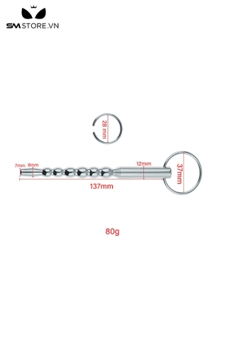 SMT4249 - Đồ chơi niệu đạo thông lỗ tiểu với chuỗi các nốt sần 137mm