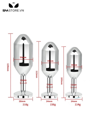 SMT4256 - Đồ chơi hậu môn inox cao cấp dáng hình thoi thuôn dài