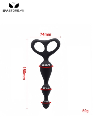 SMT4277 - Anal beads silicon với 3 hạt tròn xếp nối nhau và tay cầm chữ O kép