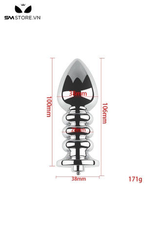 SMT4278 - Đồ chơi hậu môn inox xoắn ốc có vòng đeo đi kèm dài 106mm
