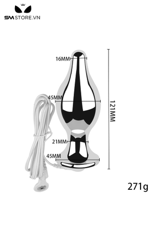 SMT4285 - Butt plug hậu môn kích điện inox thân phình to và đầu nhọn