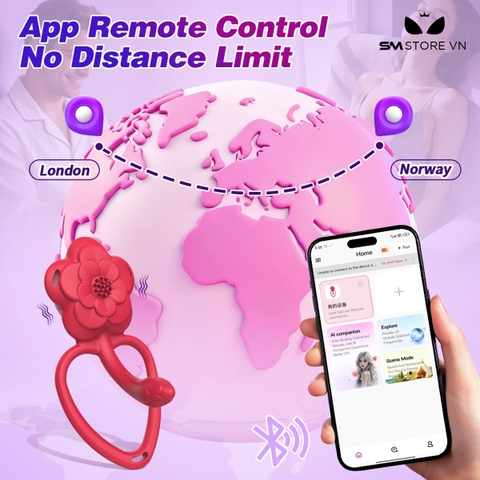 SMT4296 - Vòng rung đeo dương vật hình bông hoa điều khiển xa sạc điện