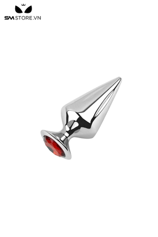 SMT4322 - Butt plug inox không gỉ nhọn đế đính kim cương dài 72mm