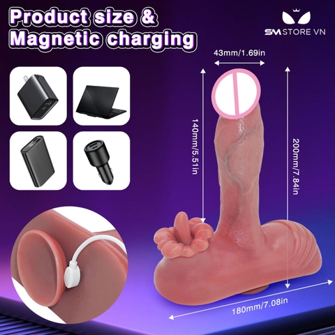 SMT4374 - Máy rung đầu dương vật có lưỡi liếm điều khiển từ xa và sạc điện