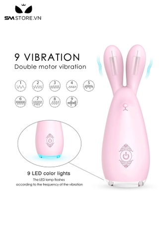 SMT4381 - Máy rung tai thỏ silicon mềm có 9 tần số và đèn led dài 127mm