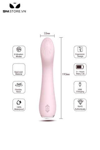 SMT4394 - Máy rung có 9 tần số và sạc điện dài 193mm dễ vệ sinh