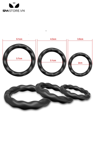 SMT4445 - Set 3 vòng đeo dương vật sóng nước dài 20 31 và 37mm