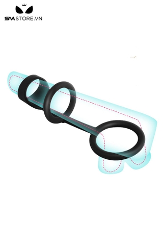 SMT4446 - Vòng đôi đeo gốc dương vật silicon đàn hồi dài 15.5cm