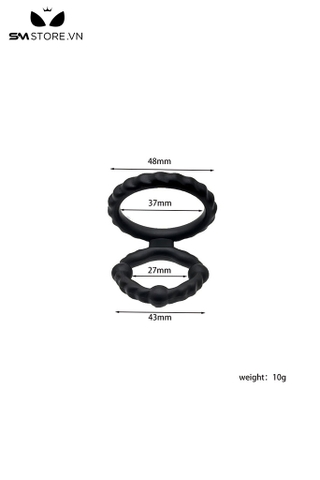SMT4527 - Vòng đeo gốc dương vật đôi chất liệu silicon đàn hồi dài 48mm