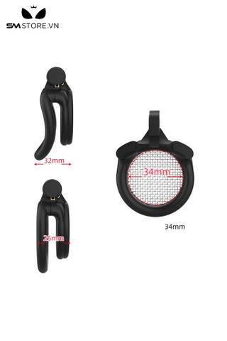 SMT4569 - Khóa dương vật nhựa mặt dẹt có lỗ nhỏ thoáng khí dài 34mm