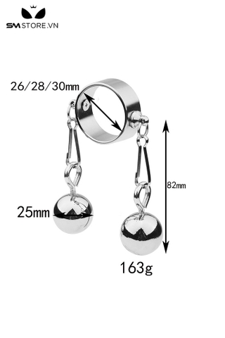 SMT4580 - Tạ đeo tinh hoàn inox không gỉ với bản vuông và dày mix bi trơn