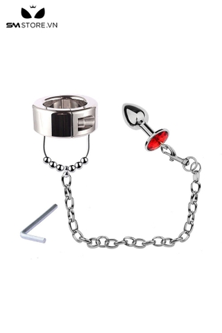 SMT4583 - Tạ đeo tinh hoàn đeo gốc dương vây mix dây nối butt plug