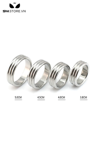SMT4593 - Vòng đeo cu inox 3 vòng tròn trơn liền dài 38 40 45 và 50mm
