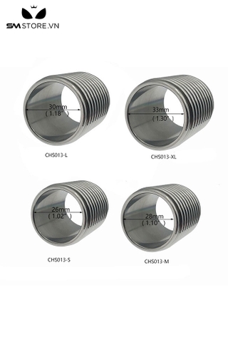 SMT4597 - Vòng đeo dương vật inox dạng ống trụ với các khía vòng