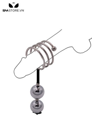 SMT4599 - Tạ đeo tinh hoàn inox không gỉ đính kèm bi đôi hình lò xo
