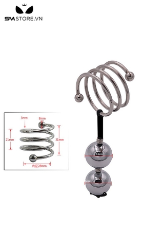 SMT4599 - Tạ đeo tinh hoàn inox không gỉ đính kèm bi đôi hình lò xo