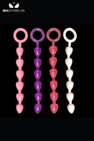 SMT4605 - Đồ chơi hậu môn anal beads dạng chuỗi hình trái tim có tay cầm
