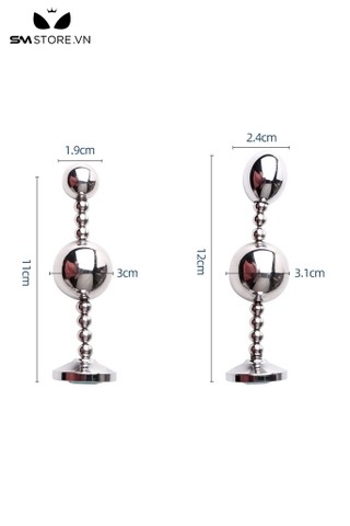 SMT4607 - Butt plug thiết kế bi đôi dạng hạt kéo với đế loe rộng