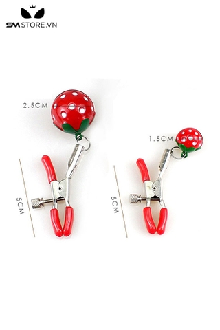 SMT4610 - Kẹp núm vú inox mix quả dâu tây có nấc chỉnh dài 5 và 5.5cm