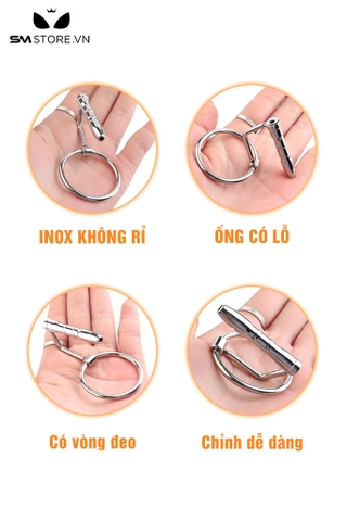 SMT463 - Souding dạng ống inox có lỗ gắn vòng đeo dương vật