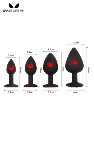 SMT4644 - Butt plug móng vuốt mèo đính đá silicon có 5 kích cỡ