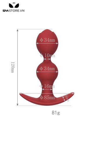 SMT4651 - Đồ chơi hậu môn anal beads 2 tầng với nụ hoa hồng dài 12cm