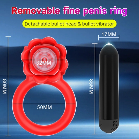 SMT4655 - Vòng đeo dương vật bông hoa hồng có 10 chế độ dài 80mm