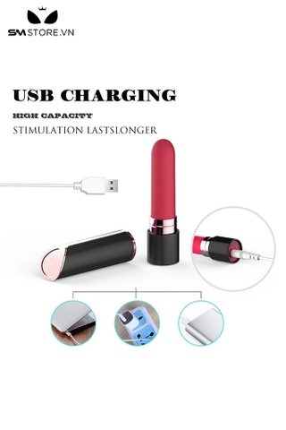 SMT4673 - Máy rung ngụy trang thỏi son dài 8cm silicon mềm và sạc điện