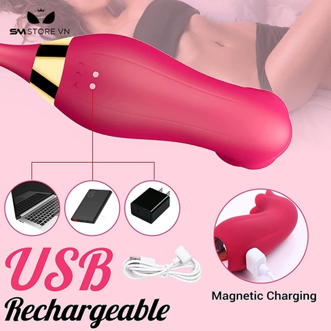 SMT4676 - Trứng rung 2 đầu hình bông hoa hồng có 10 chế độ sạc điện