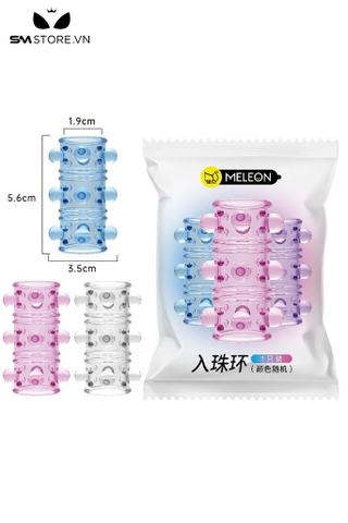 SMT4693 - Bộ 3 món bao cao su đôn dên hở đầu có bi nổi bao quanh dài 56mm