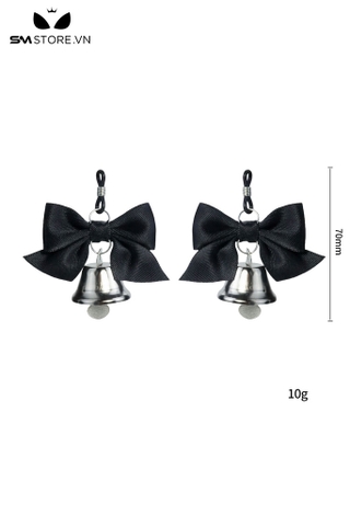 SMT4731 - Kẹp ti nipple play gắn nơ và đính chuông dài 70mm