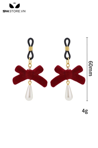 SMT4736 - Nipple play kẹp vú gắn nơ nhung mix hình giọt nước dài 6cm