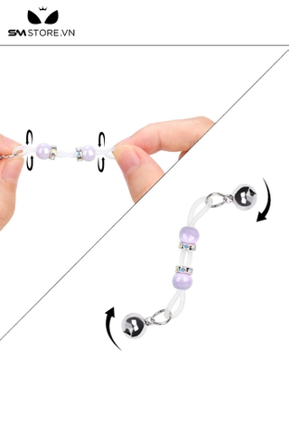 SMT4748 - Kẹp ti play nipple 2 đầu với dây silicon đàn hồi mix chuông