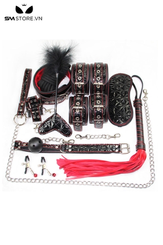 SMT4846 - Set 10 món cố định tư thế họa tiết vân kim cương chất liệu da PU