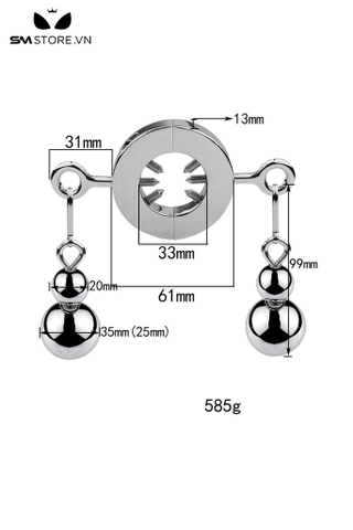 SMT4868 - Tạ đeo tinh hoàn với đinh vít quanh bằng inox không gỉ